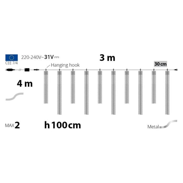 Guirlande 10 Boas Tombants 13,5mxH90/110/130cm 1080 LED Lotti
