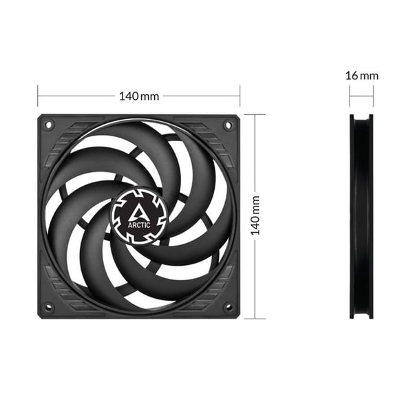 ARCTIC P14 SLIM PWM PST - 140 mm slimfodral fläkt, PWM-kontroll och PST-kabel