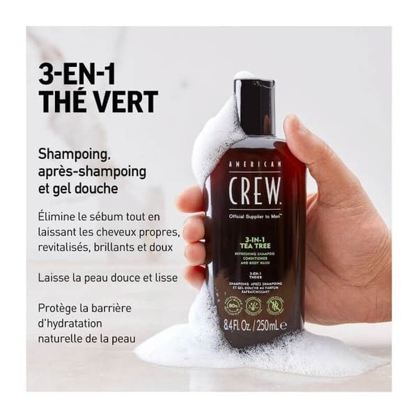 Tea Tree 3-i-1 shampoo, balsam og kropsvask fra American Crew for Men
