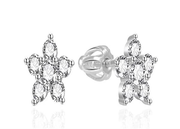 Örhängen - AGATO - Blommor - Silver 925 - Kubisk zirkon - Skruvstängning