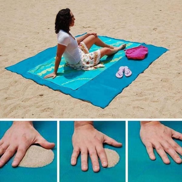SHOP-STORY - XXL Anti-sand strandhandduk 200 x 150 cm - Blå BLÅ