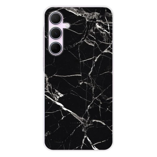 Tryckt silikonfodral som är kompatibelt med Samsung Galaxy A55 5G Black Marble