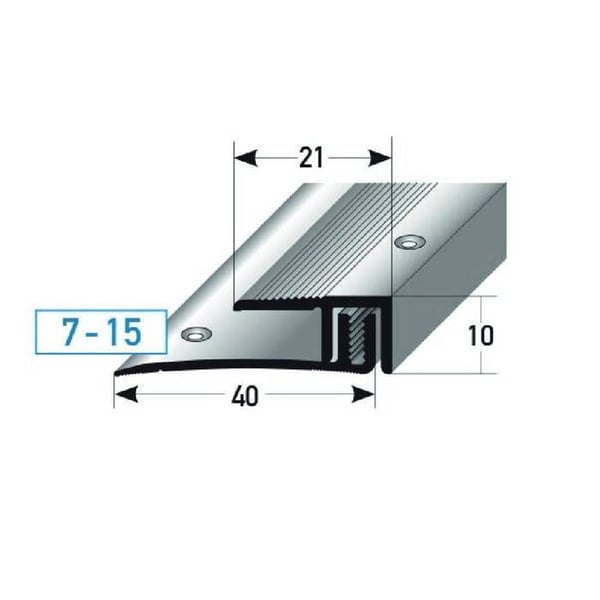 Avslutningsprofil Laminat H 7 15 mm L 21 mm Anodiserad Aluminium Förborrad - Stålutseende