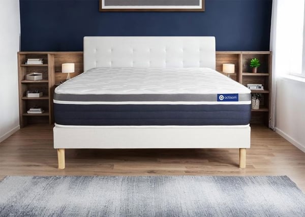 Madrass- och boxspringset 160x210 cm - Actimemo Confort - Vitt boxspringkit