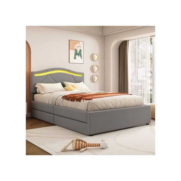 Lit - MUVOE - 90x200cm - Polstret - LED-belysning - 2 opbevaringsskuffer