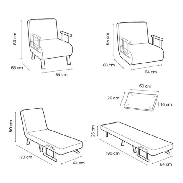 Soffa-säng Konvertibel 4 i 1 - INNOVAGOODS - SOFTFA - Metall - Tyg - 1 plats