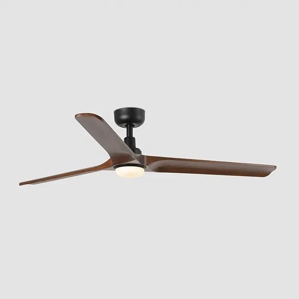 HEYWOOD M Sort/træ ventilator med lys 33809-1TW
