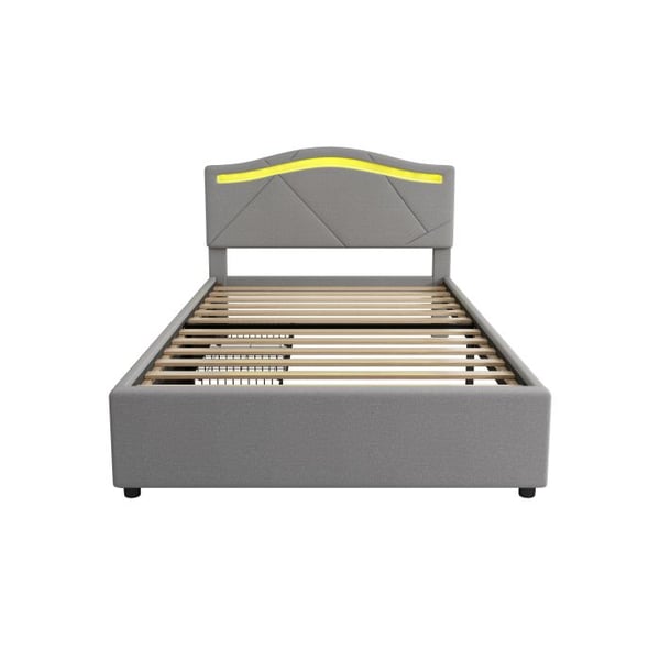Lit - MUVOE - 90x200cm - Polstret - LED-belysning - 2 opbevaringsskuffer