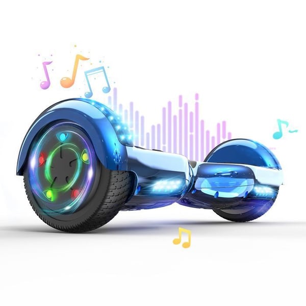 Hoverboard 6.5 Tommer med Bluetooth og LED - RCB - Perfekt Gave til Børn Blå Krom