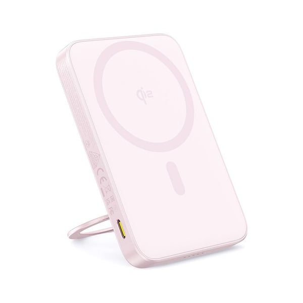 Ekstern batteri - BASEUS - PicoGo - 5000mAh - Qi2 - Type-C kabel inkluderet - Rosa