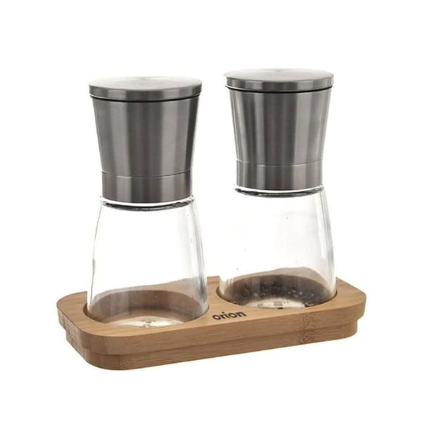Orion Grinder glas/bambusplatta rostfritt stål h. 13,6 cm 2 st