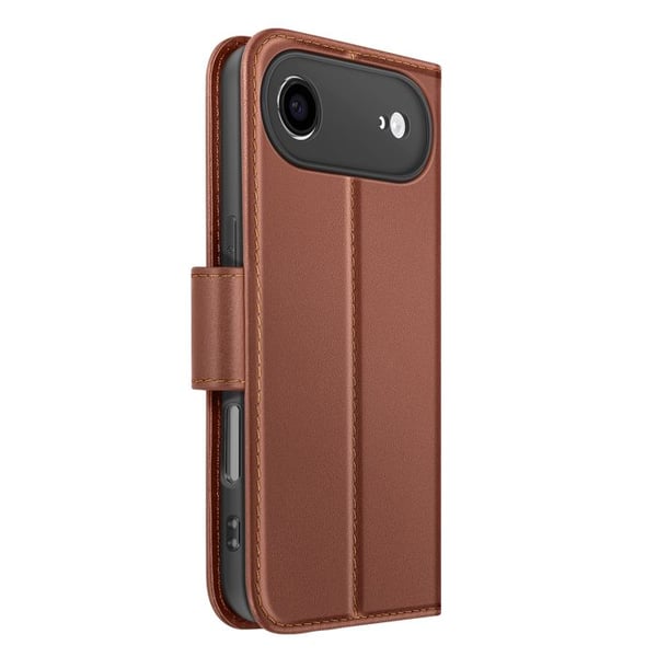 Premium läder plånboksfodral för iPhone Air med ställfunktion i brunt