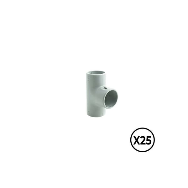 PVC-inspektionsmuff T Ø 20 mm, grå, 25 enheter