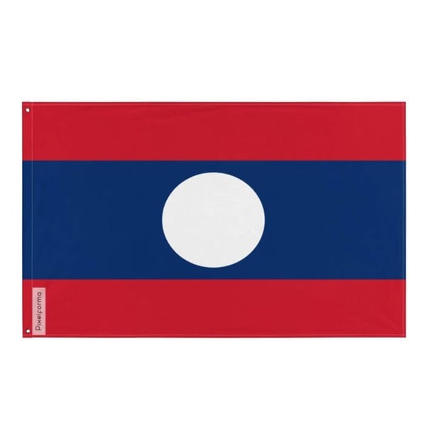 Laos flagga – 120 x 180 cm – Hållbar polyester – 2 metallöglor – Inomhus / Utomhus – Pixelforma