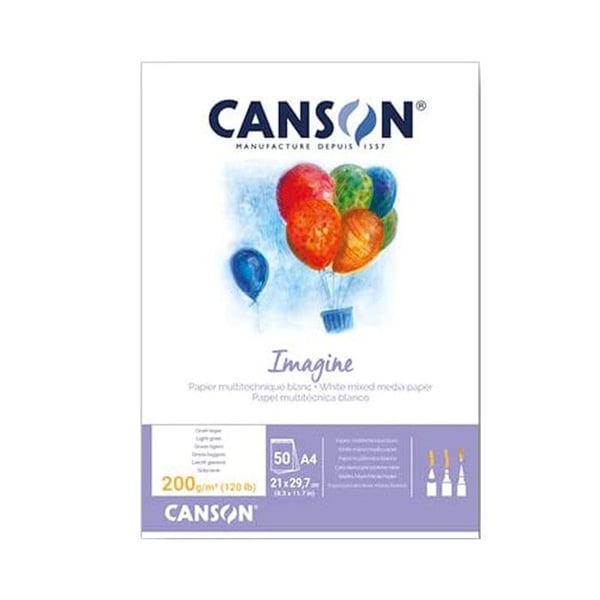 A4 ritblock - CANSON - Imagine® - 50 ark - 200 g - Vit - A4-format - Konstpapper