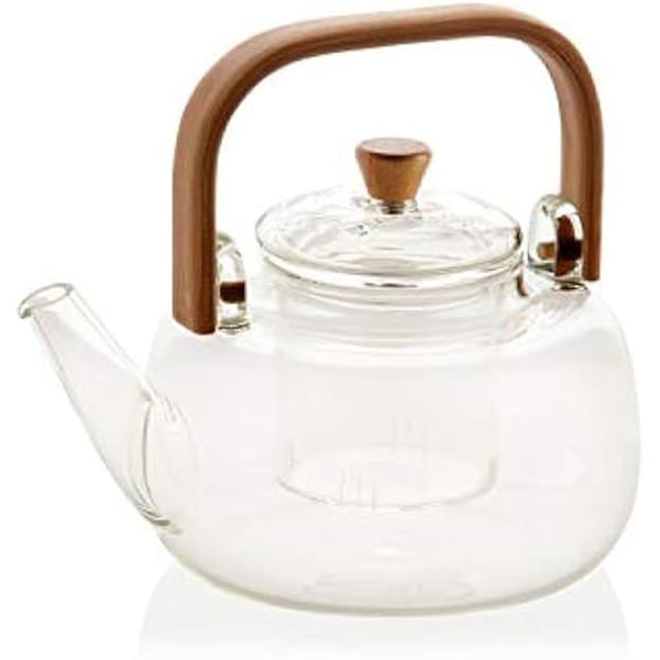 Tekanna - ANDREA HOUSE - Glas med bambuhandtag - 1L - Filter inkluderet - Til 3 til 4 personer