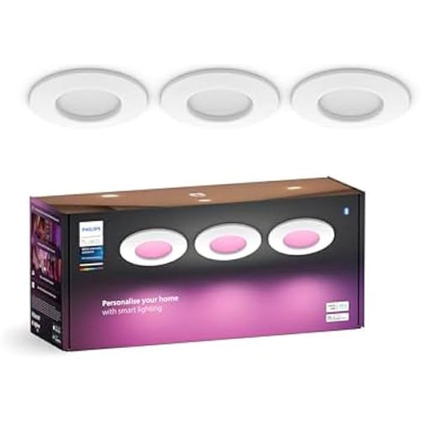 Inbyggd spot - PHILIPS HUE - Paket med 3 - 90mm - Multicolor LED - Kompatibel med Alexa - A+