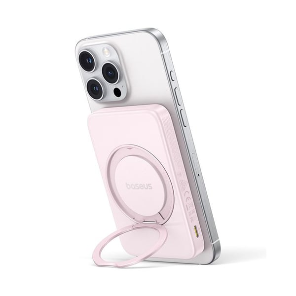 Ekstern batteri - BASEUS - PicoGo - 5000mAh - Qi2 - Type-C kabel inkluderet - Rosa