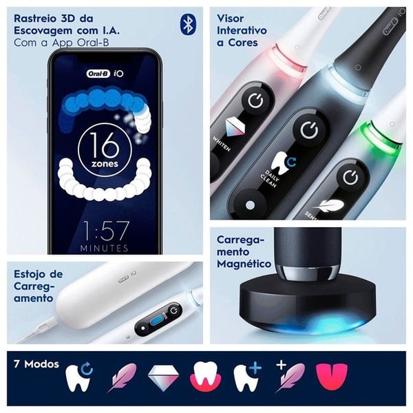Elektrisk tandbørste - Oral-B - iO 9S - Sort - 7 børstemodes - Genopladelig