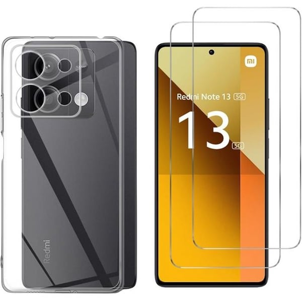 Fodral för Xiaomi Redmi Note 13 5G och 2 Härdat Glas Skärmskydd Phonillico®