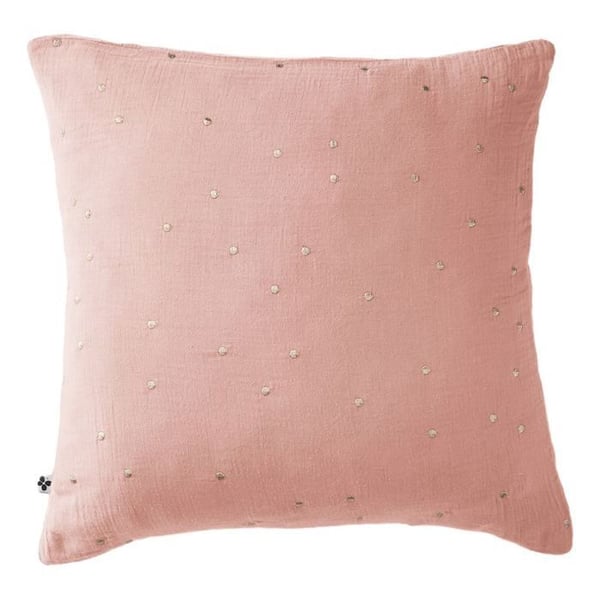 Taie d'oreiller Pois Doré Déco "Gaïa Chic" 60 x 60 cm & 50 x 70 cm "Gaze de Coton" - Gaïa Chic Rosa Persika - 60 x 60 cm