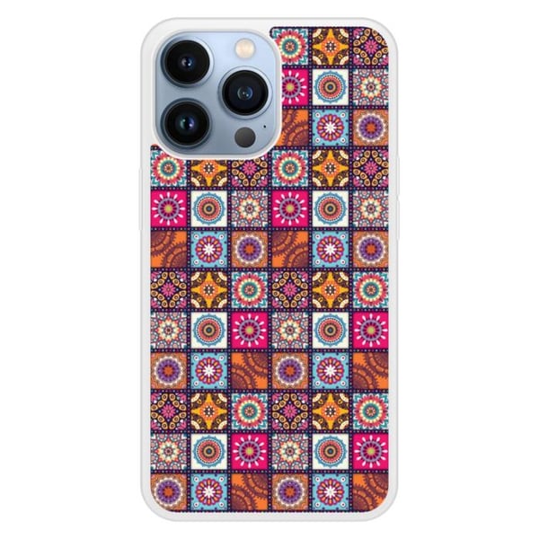 Siliconförstärkt tryckt skal kompatibelt med Apple iPhone 13 Pro Patchwork Mandala