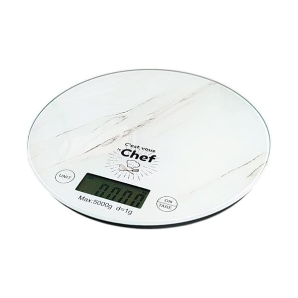 Köksvåg - VARUMÄRKE - Digital Rund - Precision 1g - Kapacitet 5kg - Marmor Effekt