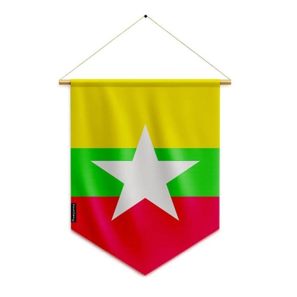 Fanion – Flagga från Myanmar – 30 x 45 cm – Polyester – Att hänga – Pixelforma