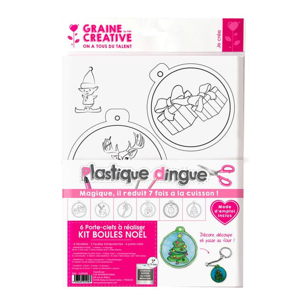 Kreativitetspaket - GRAINE CRÉATIVE - Plast DINGUE - 6 Nyckelringar - Flerfärgad - Barn