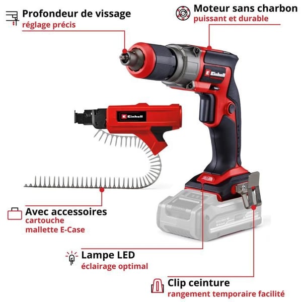 Einhell Professional Trådlös gipsskruvdragare TP-DY 18 Li BL + Magazine-Solo PXC (18V) Levereras utan batteri eller laddare