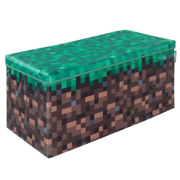 Fällbar 2-i-1 Leksakskista - ROBA - Minecraft - Gräsblock - 60 x 30 x 30 cm - Förvaring och Säte för Barn
