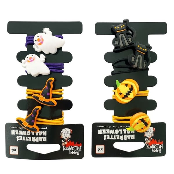 Set med 8 Halloween-hårsnoddar – Slumptäckta mönster, Blandade färger | Barn & Vuxna