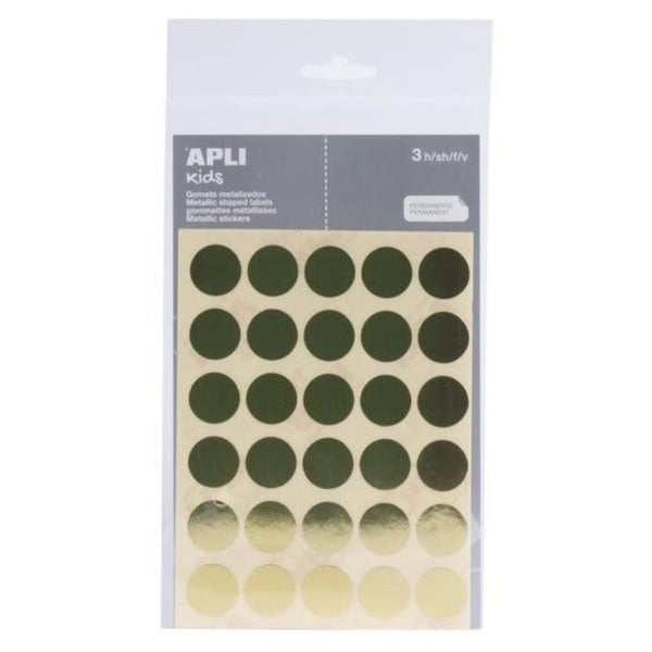 Apli Agipa - Metalliska klistermärken Rund Ø20mm Guld x 90