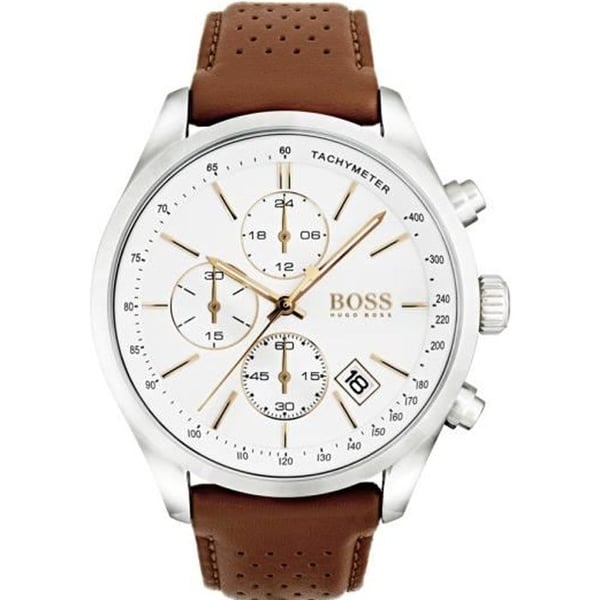 Herrklocka - Hugo BOSS - 1513475 - Brun Läder - Rostfritt Stål - Vattentålig