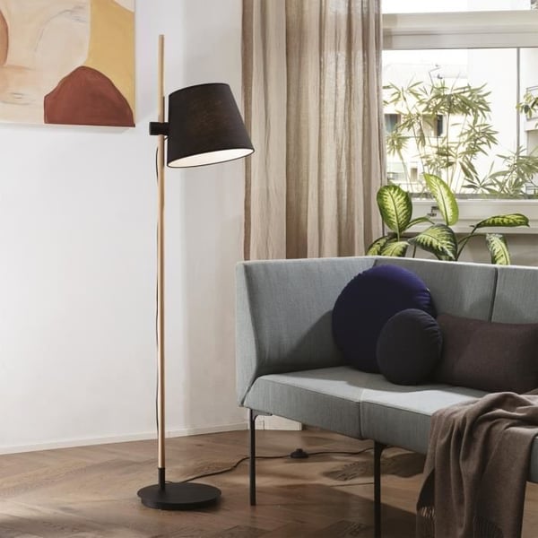 Lampstand - IDEAL LUX - AXEL - Svart konformad skärm - E27 - 168 cm