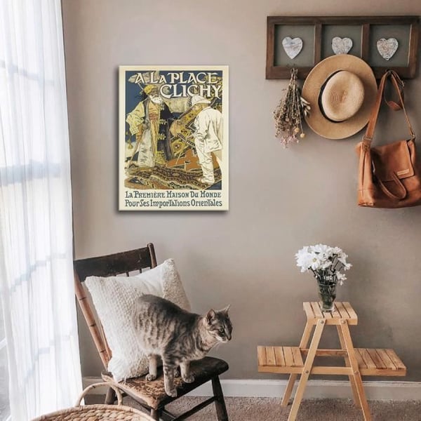 Legendarte - Vintage konstnärlig affisch på plats Clichy - målning, tryck på duk cm. 50x70