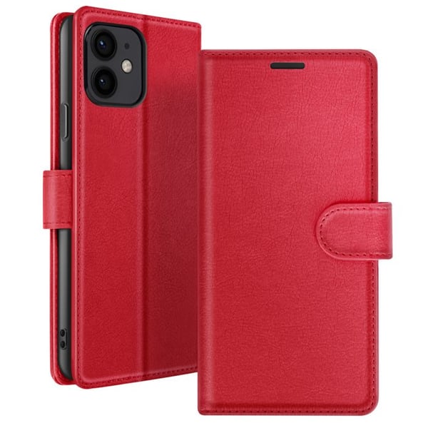 Plånboksfodral - ZANAÉ - iPhone 12 mini - Röd - Videoställning - Magnetflik