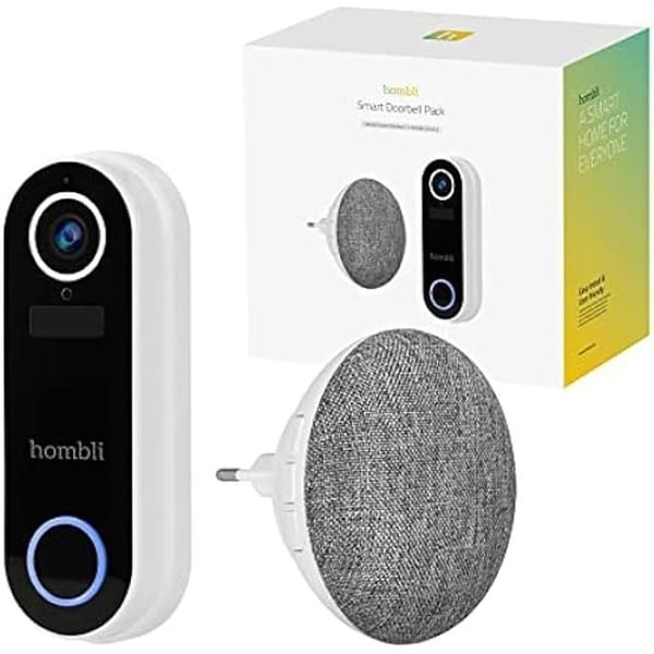Hombli Smart Funk Dörraudio med Chime 2 med Intercom | Kamera med 140° Vinkel och HD Video 1080p | Detektion av