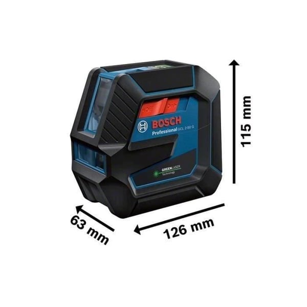 Laser - BOSCH - GCL 2-50 G - 2 punkter og 2 linjer - IP 64 - Rækkevidde 10 m