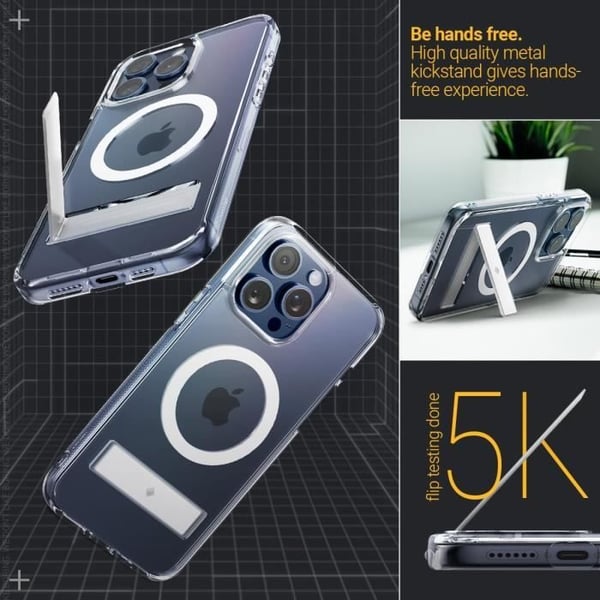 iPhone 15 Pro Max Cover - Spigen - Indbygget Støtte - Forskellige Vinkler - Air Space Teknologi