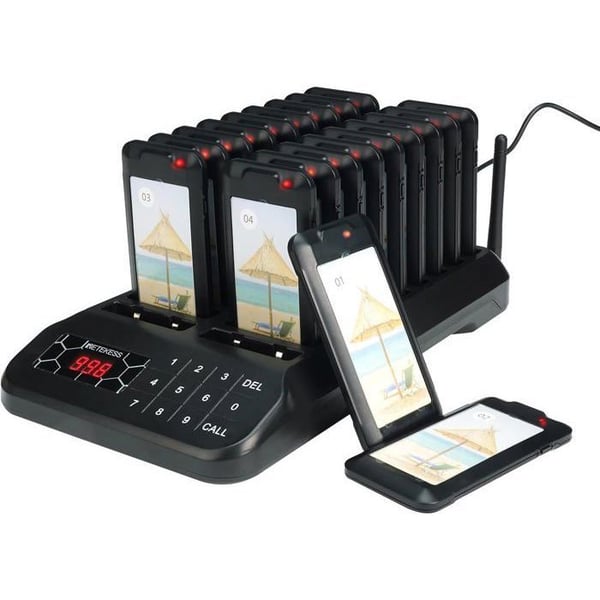 Retekess TD172 personsökarsystem, trådlöst samtalssystem, 400M, 2 samtalslägen, IP32, 300mAh 18H, 20 personsökare, för restauranger, hotell
