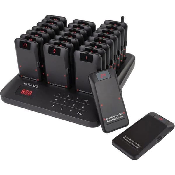 Retekess TD157P Kallsystem, telemottagare, 800M, 39 ringningslägen, 300mAh, larm utom räckhåll, för restaurang (24 mottagare)