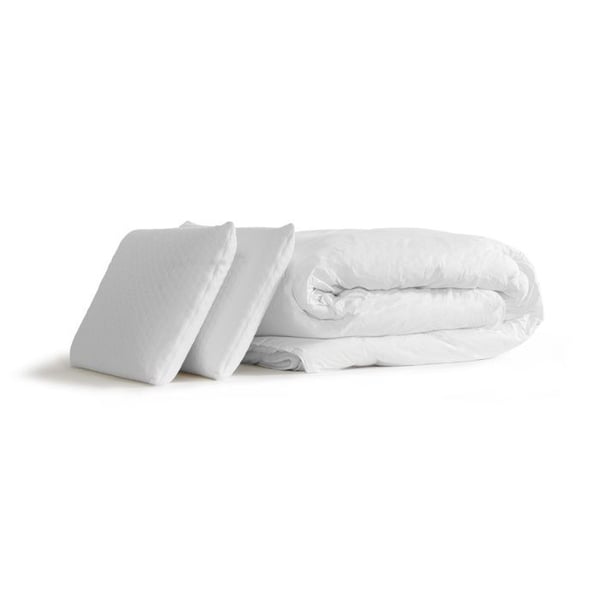 Komplett sängpaket 140x200 cm - Madrass + Sängbotten Vit (i kit) + 2 kuddar + Täcke - Actilatex T