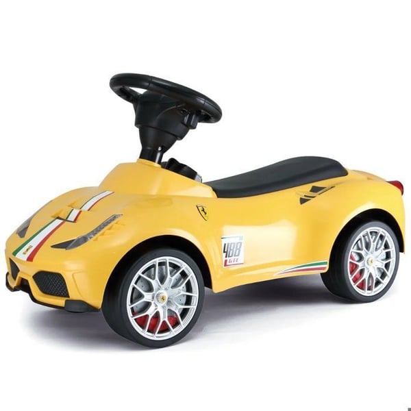 FERRARI 488 Barnvagn - Gul - 1 till 3 år - Officiell Licens - Läderstol - Max 25kg