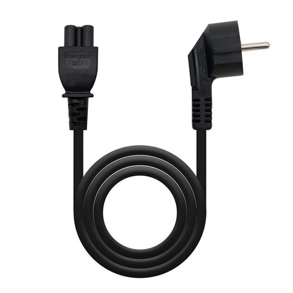 Kraftkabel i klöver - Nano Kabel - CEE7 vinklad hane till C5/F - 2 m - Svart