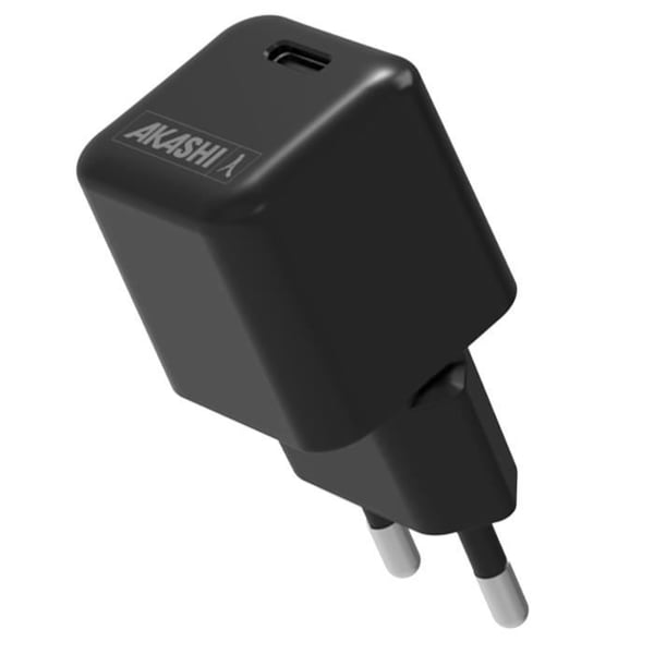 USB-C-laddare - AKASHI - SuperGaN 30W - Kompakt - Certifierad Ursprung Frankrike Garanti - Svart
