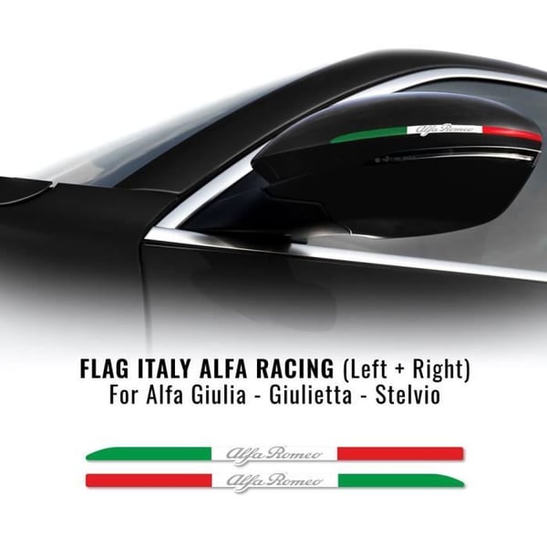 Självhäftande remsor - Alfa Romeo - Italiens flagga - Holografisk - 6 x 173 mm - 2 stycken
