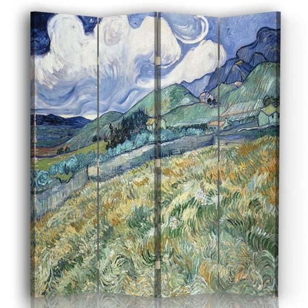 Legendarte - Skärm - Skiljevägg med fram-/baksida Print Vy över Saint-Rémy - Vincent Van Gogh cm. 145x170 (4x)