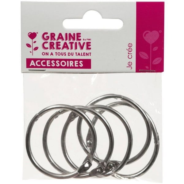 Graine Créative - Metallringar öppningsbara Ø 40 mm Silver (x5)