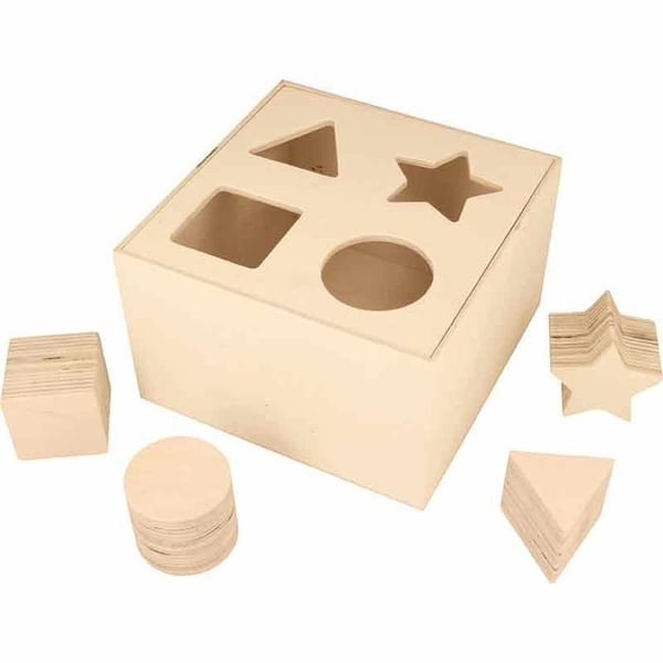 Dekorativ aktivitetskubb - Trä - 10x16x16 cm - Beige - Unisex - Vuxen